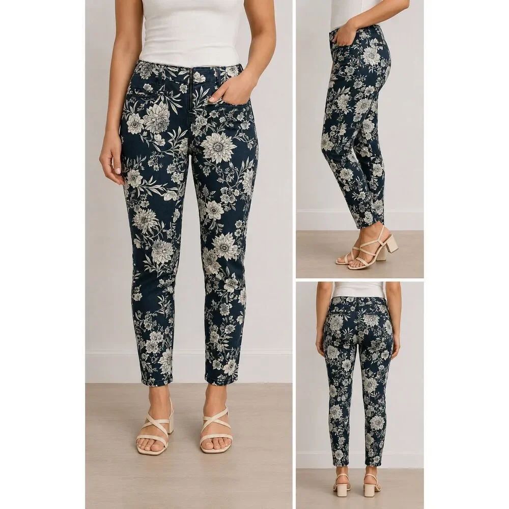 Amuse SocietyβWomen's Floral Jeans Skinny Pants Zip Closure Slim Black Size 28